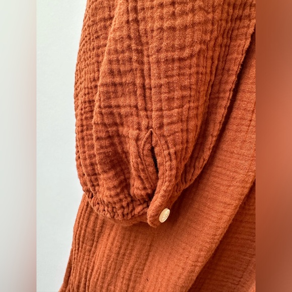MADEWELL - Lightspun Cotton Gauze V-Neck Midi Dress - Burnt Clay - Medium - BNWT - Picture 10 of 16